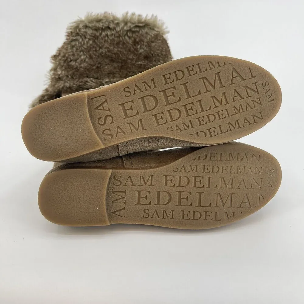 Sam Edelman Size 7 Orlando Over The Knee Boots Tan Taupe Suede Faux Fur Cuff